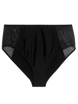 Sous-Vêtements-ARKET Culotte taille haute en mesh Noir