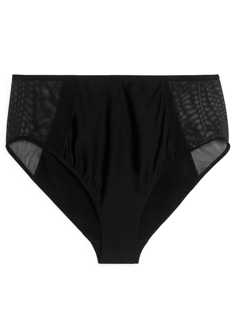 Sous-Vêtements-ARKET Culotte taille haute en mesh Noir