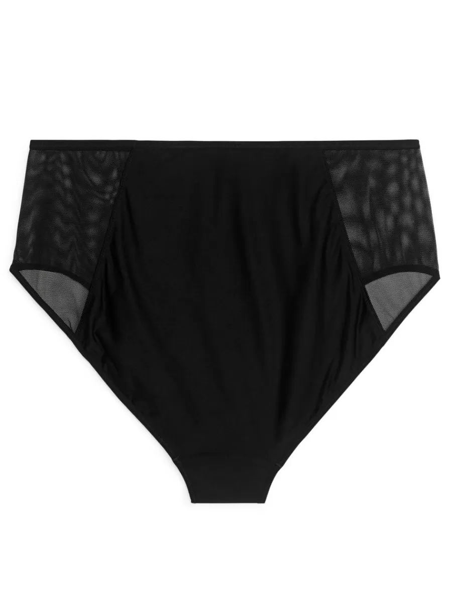 Sous-Vêtements-ARKET Culotte taille haute en mesh Noir