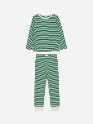 Pyjamas-ARKET Ensemble pyjama en jersey Vert/Blanc cassé