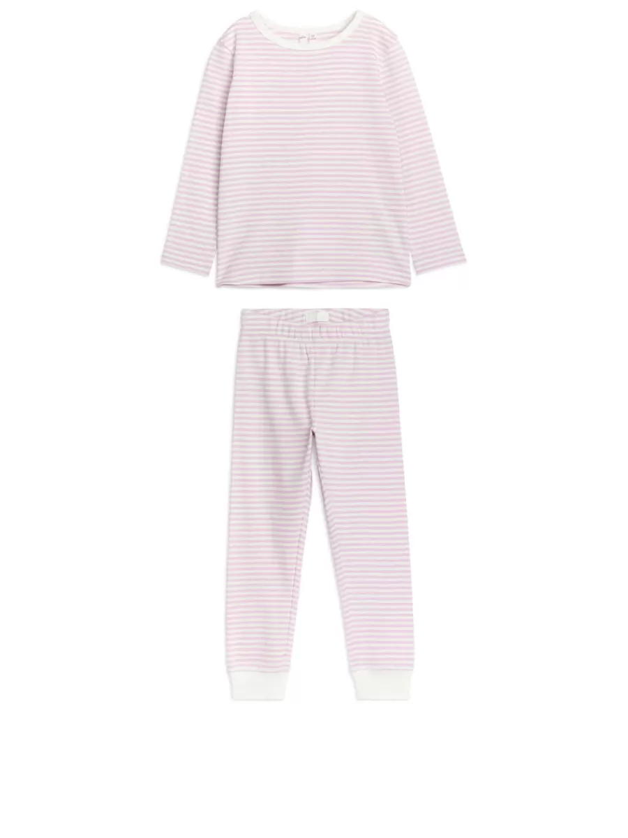 Pyjamas-ARKET Ensemble pyjama en jersey Mauve/Blanc