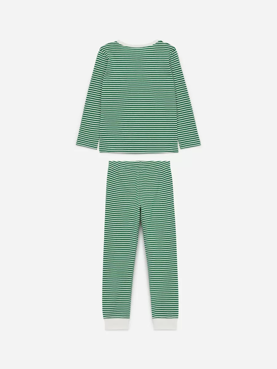 Pyjamas-ARKET Ensemble pyjama en jersey Vert/Blanc cassé