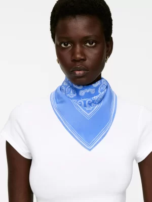 Écharpes Et Cols-ARKET Foulard en soie imprimé Blanc/Bleu