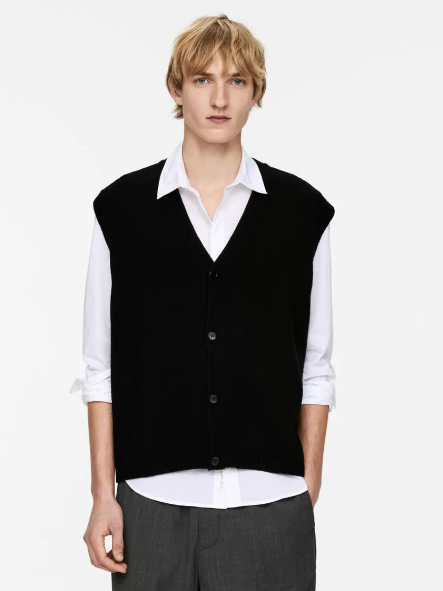 Maille-ARKET Gilet cardigan en laine et coton Noir