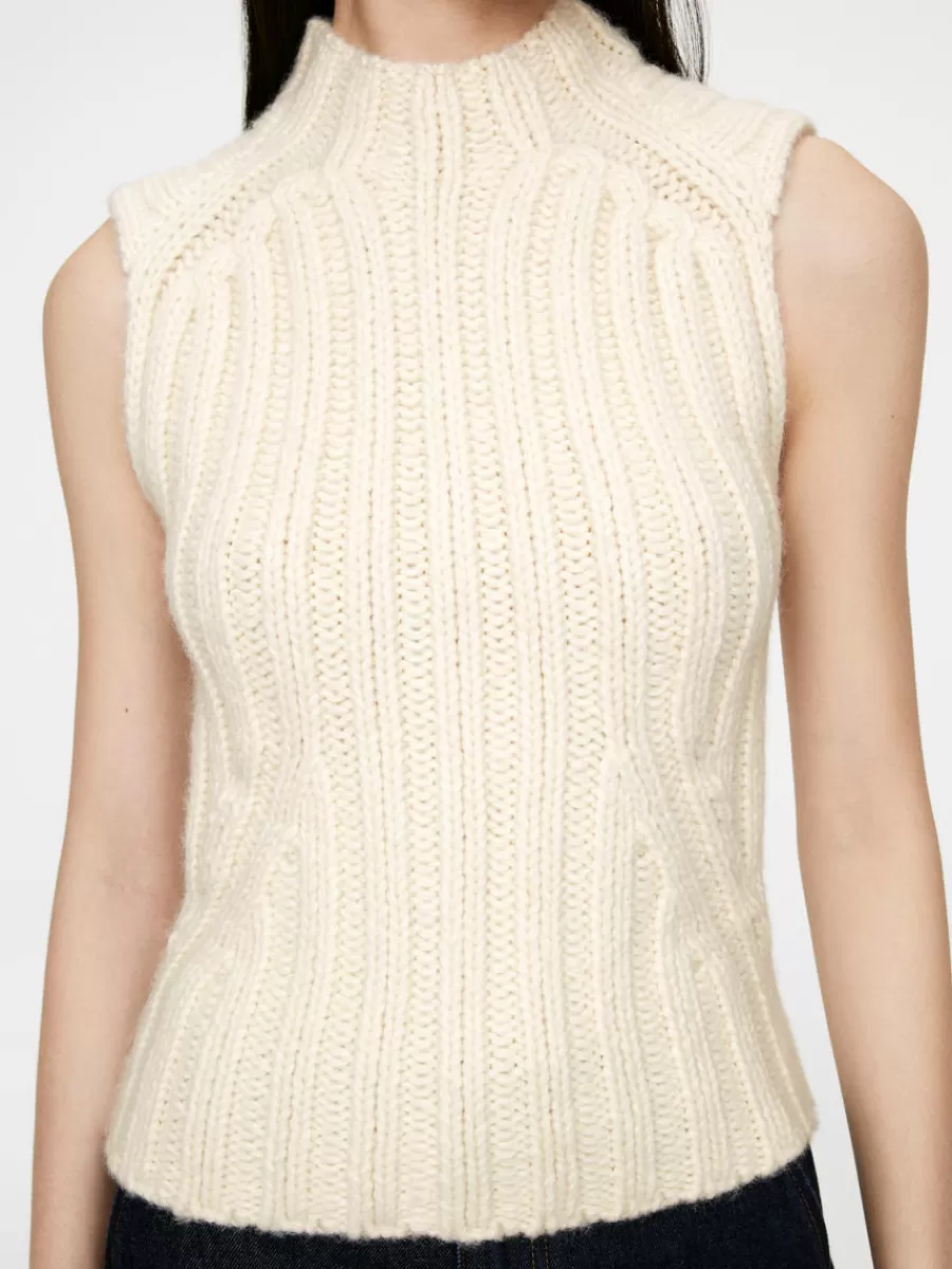 Mailles Et Cardigans-ARKET Gilet en maille côtelée Blanc cassé