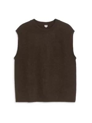 Maille-ARKET Gilet en mélange de laine et d'alpaga Marron foncé
