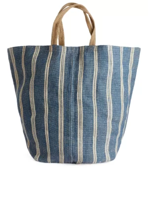 Température De Conservation | Maillots De Bain-ARKET Grand fourre-tout en toile de jute Bleu/Beige