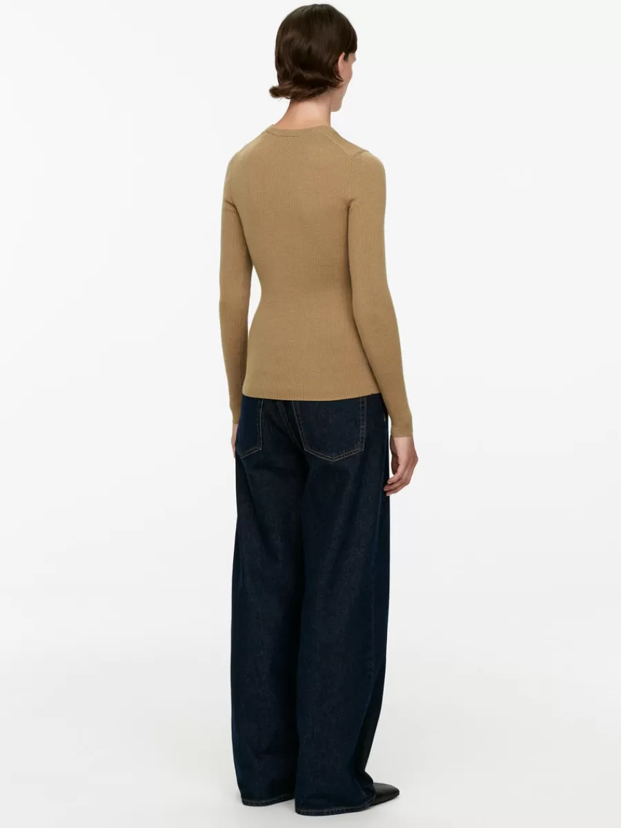 Mailles Et Cardigans-ARKET Haut côtelé en maille de laine mérinos Beige foncé
