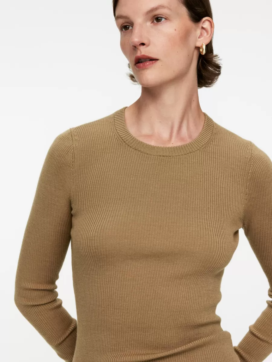 Mailles Et Cardigans-ARKET Haut côtelé en maille de laine mérinos Beige foncé