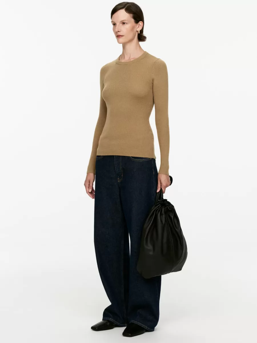 Mailles Et Cardigans-ARKET Haut côtelé en maille de laine mérinos Beige foncé