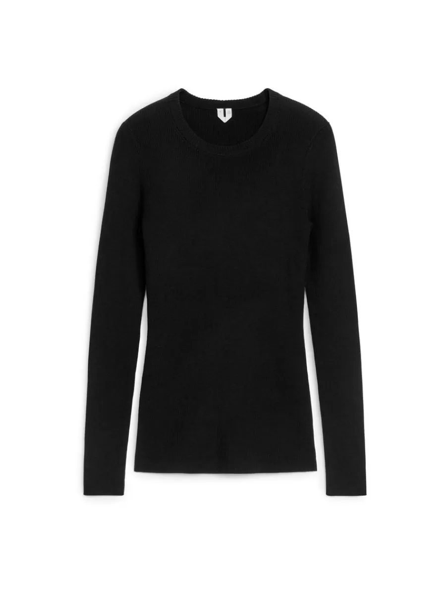 Mailles Et Cardigans-ARKET Haut côtelé en maille de laine mérinos Noir