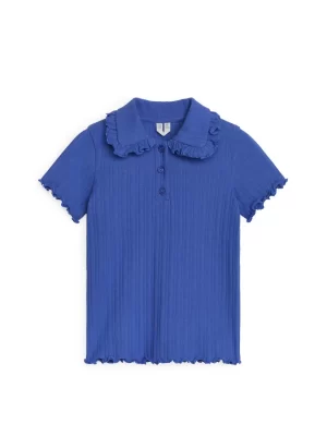 Hauts | T-Shirts-ARKET Haut en jersey côtelé à col frangé Bleu