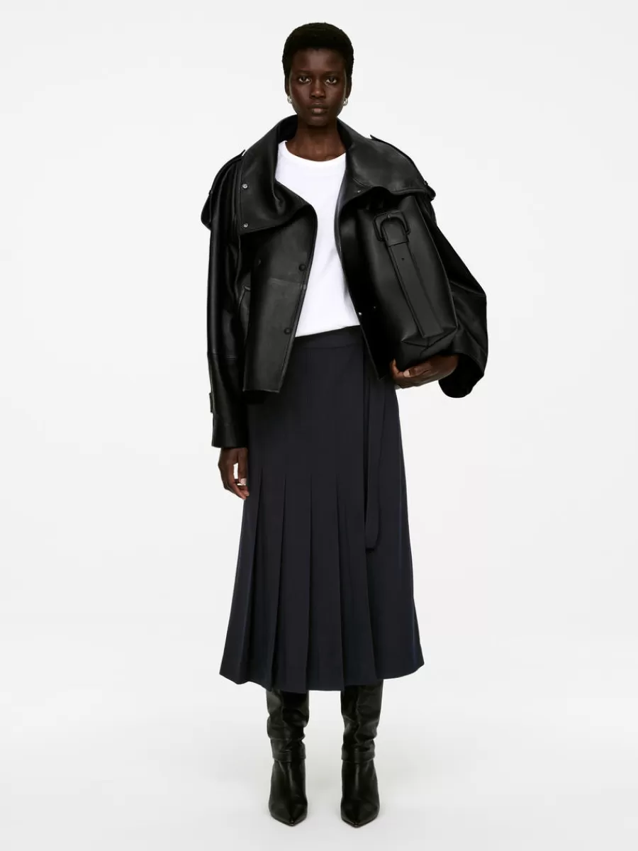 Jupes-ARKET Jupe plissée en laine Bleu foncé