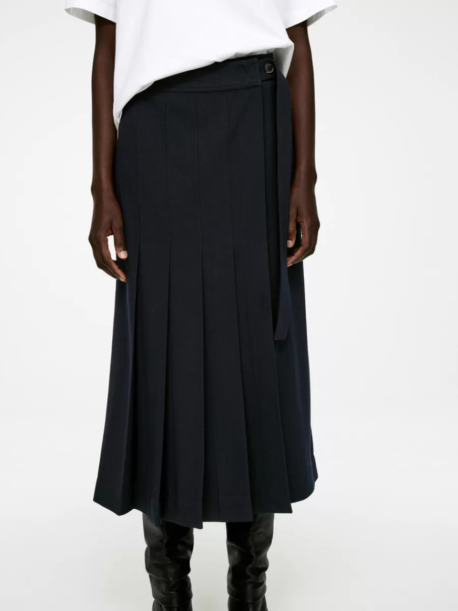 Jupes-ARKET Jupe plissée en laine Bleu foncé