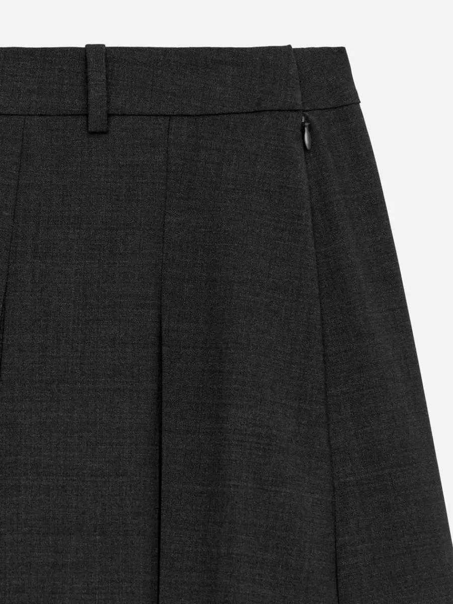 Jupes-ARKET Jupe plissée en laine mélangée Gris foncé