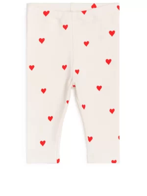 Bas-ARKET Legging en jersey Écru/Cœurs rouges