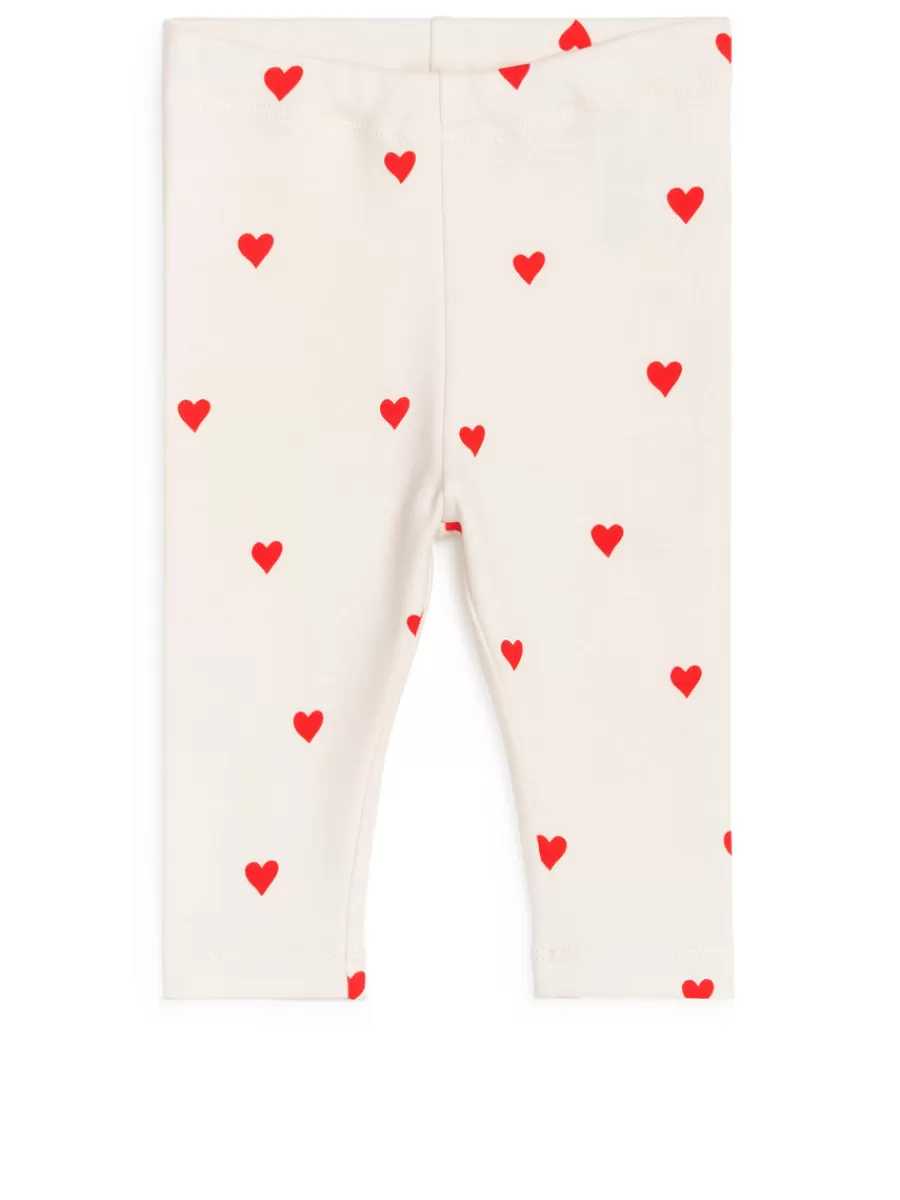 Bas-ARKET Legging en jersey Écru/Cœurs rouges