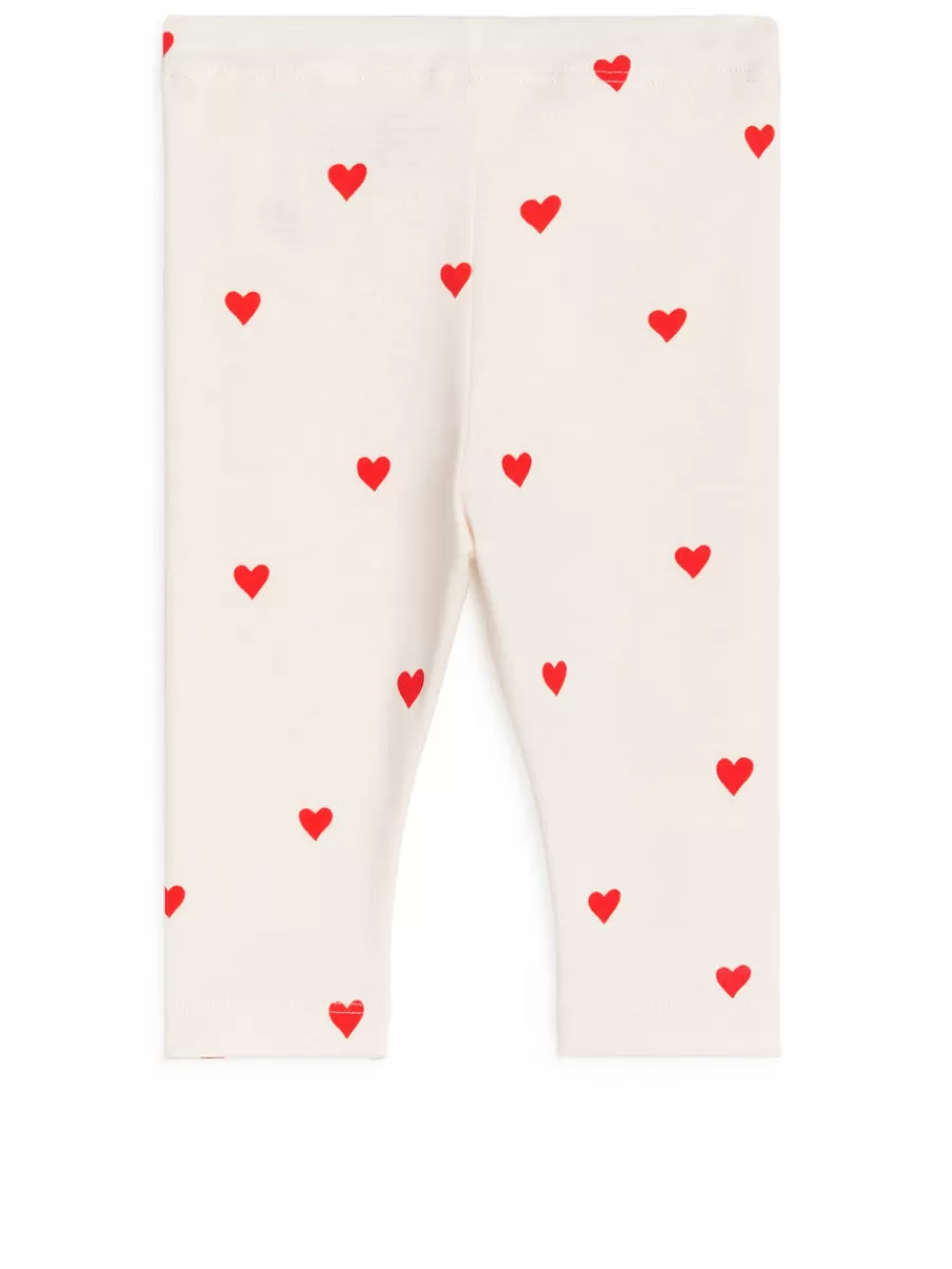 Bas-ARKET Legging en jersey Écru/Cœurs rouges