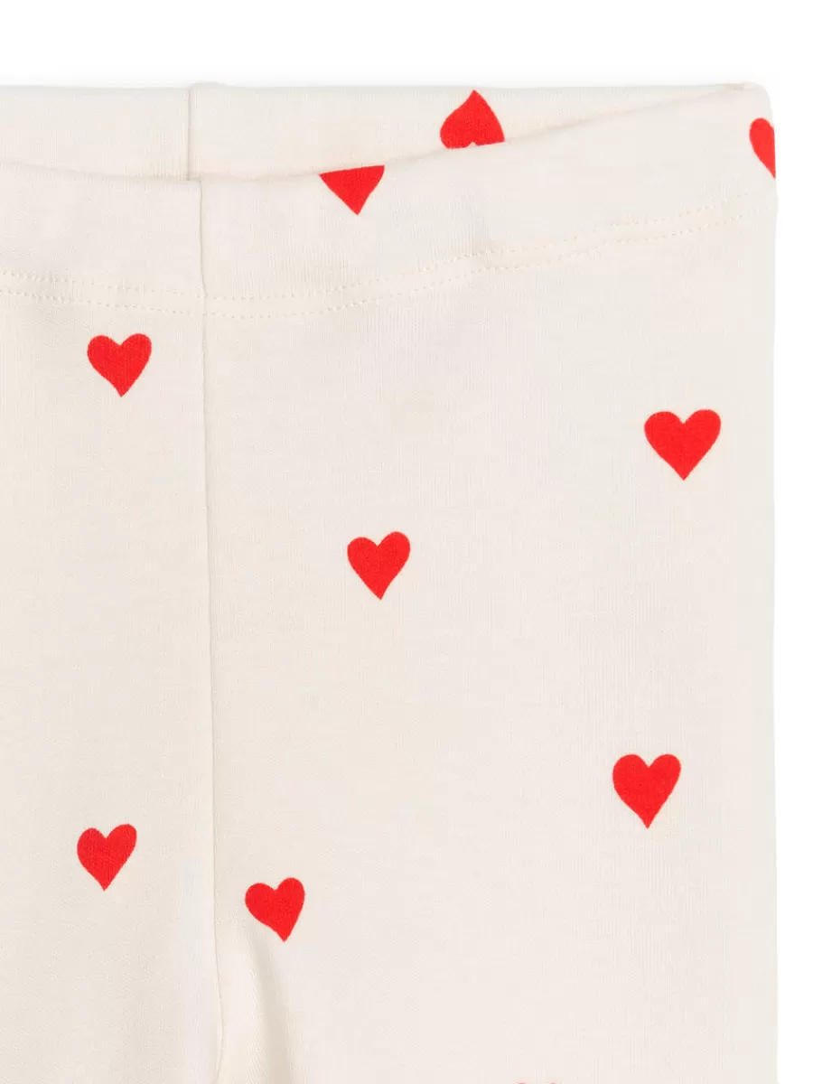 Bas-ARKET Legging en jersey Écru/Cœurs rouges