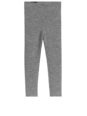 Maille | Pantalons Et Shorts-ARKET Leggings côtelés en laine mélangée Gris chiné