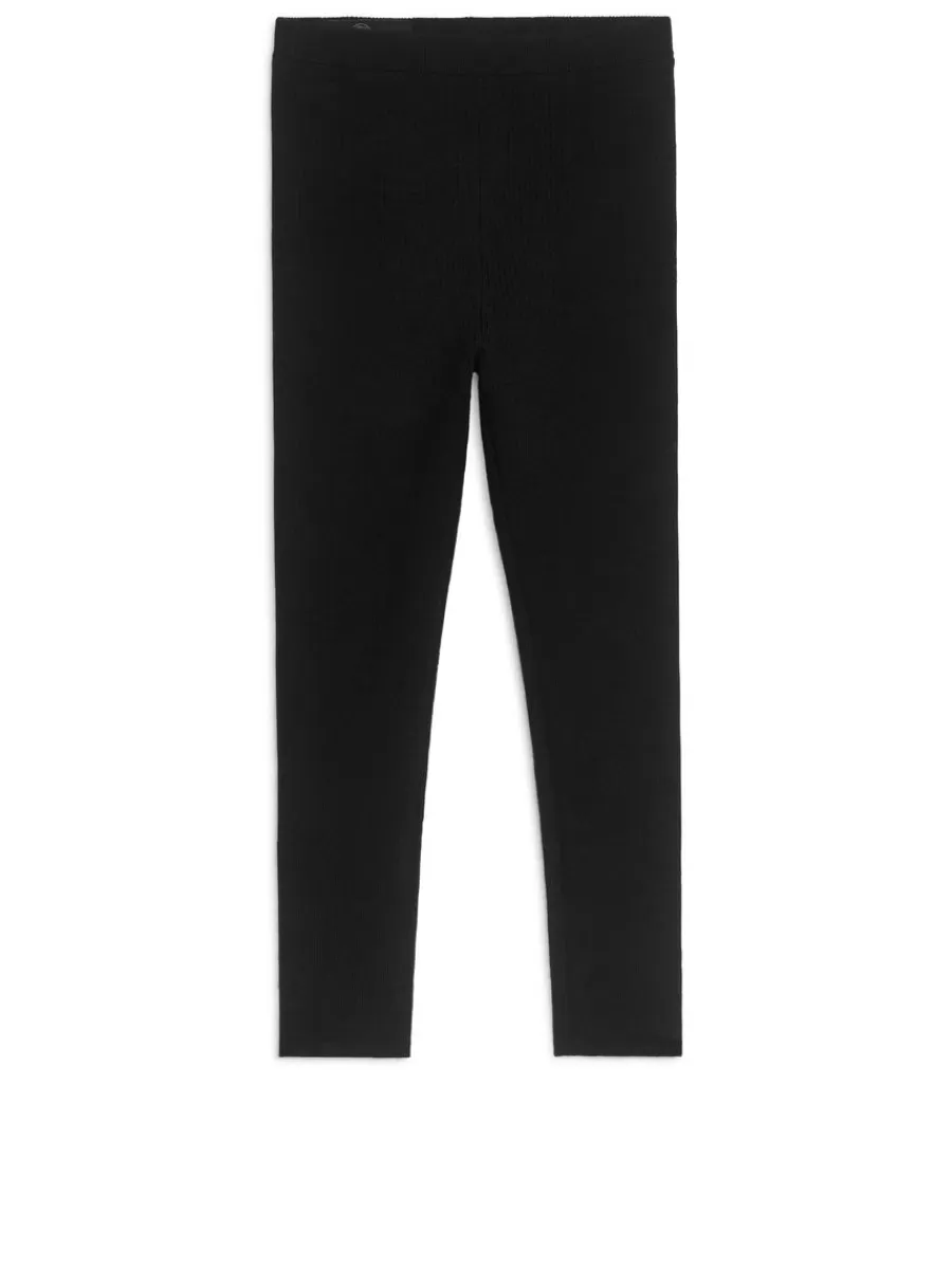 Maille | Pantalons Et Shorts-ARKET Leggings côtelés en laine mélangée Noir