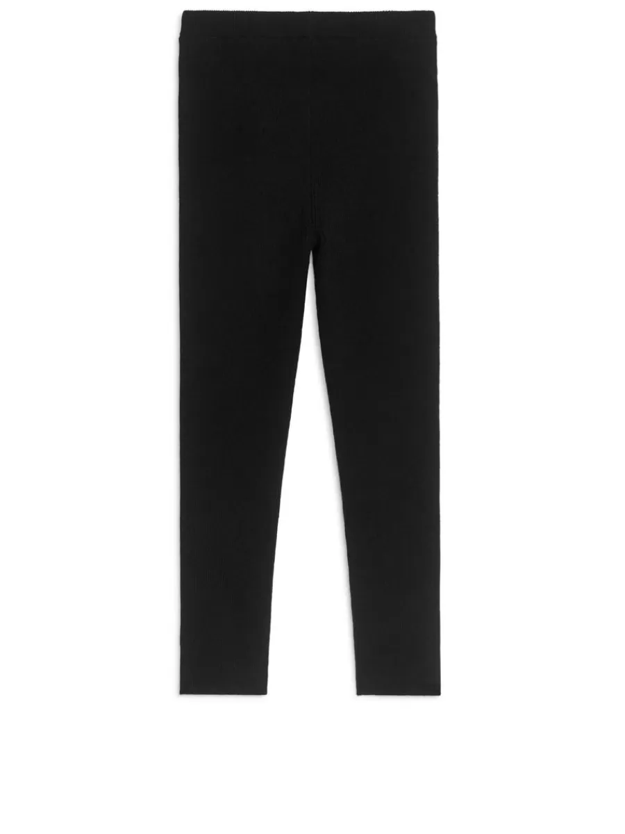 Maille | Pantalons Et Shorts-ARKET Leggings côtelés en laine mélangée Noir