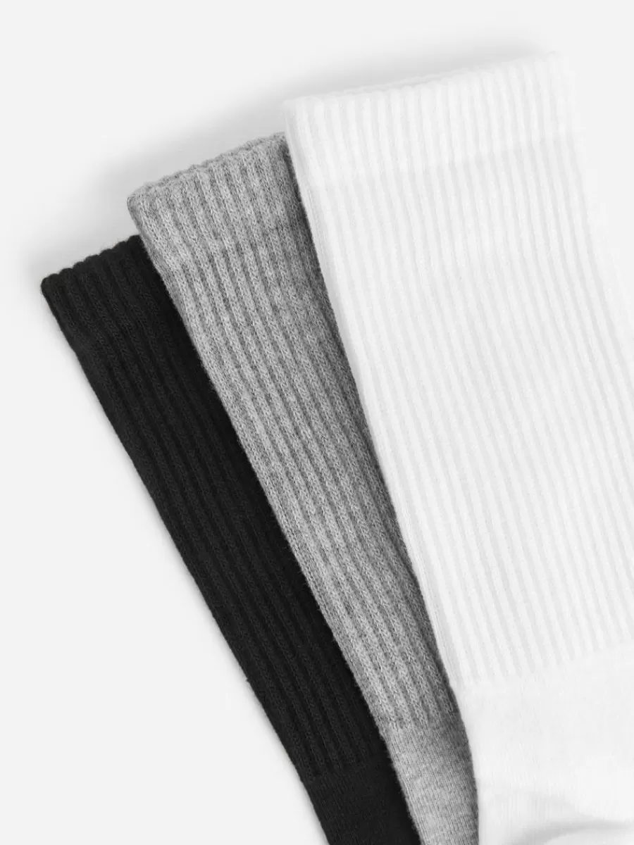 Chaussettes-ARKET Lot de 3 paires de chaussettes de sport en coton Blanc/Gris/Noir