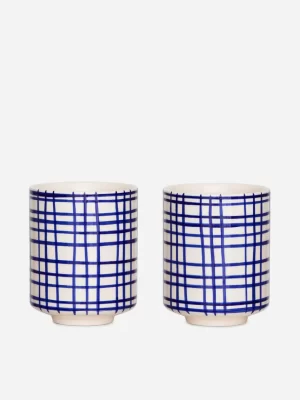 Accessoires De Table | Tasses-ARKET Lot de 2 tasses en grès Carreaux bleus