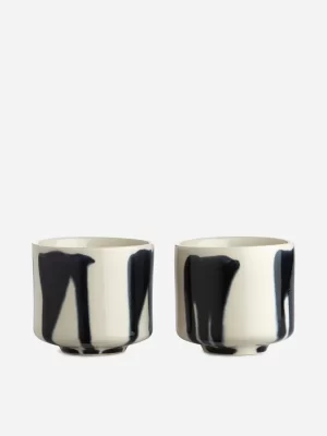 Accessoires De Table | Tasses-ARKET Lot de 2 tasses en grès Blanc cassé / Taches de bleu