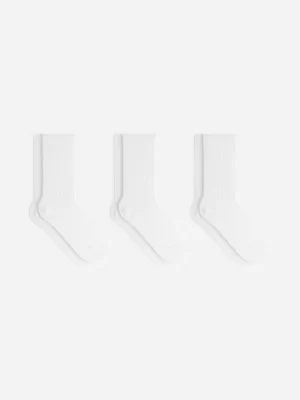 Chaussettes-ARKET Lot de 3 paires de chaussettes côtelées en coton Blanc