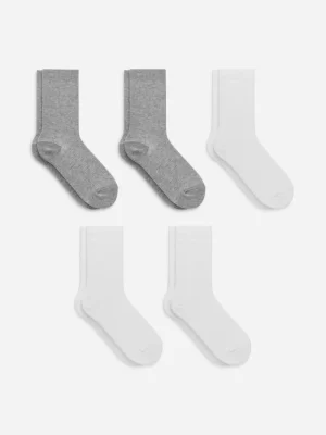 Chaussettes-ARKET Lot de 5 paires de chaussettes côtelées en coton Blanc/Gris