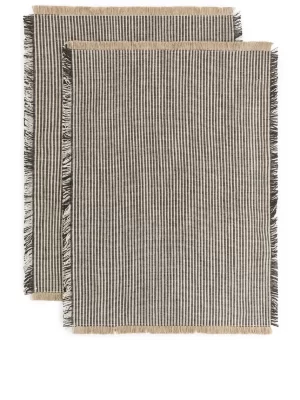 Accessoires De Table-ARKET Lot de 2 sets de table en lin Noir/Beige