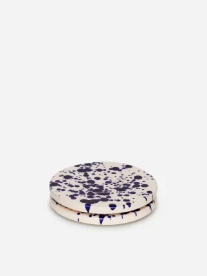 Accessoires De Table-ARKET Lot de 2 sous-verres en grès Écru/Moucheté bleu