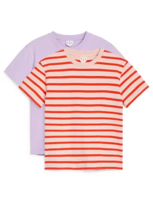 Hauts | Hauts-ARKET Lot de 2 t-shirts col rond Mauve/Rouge
