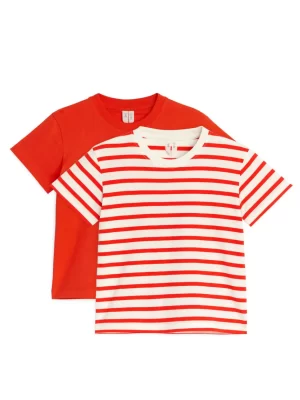 Hauts | Hauts-ARKET Lot de 2 t-shirts col rond Rouge/Écru
