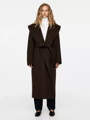 Manteaux Et Vestes-ARKET Manteau à col châle Marron foncé