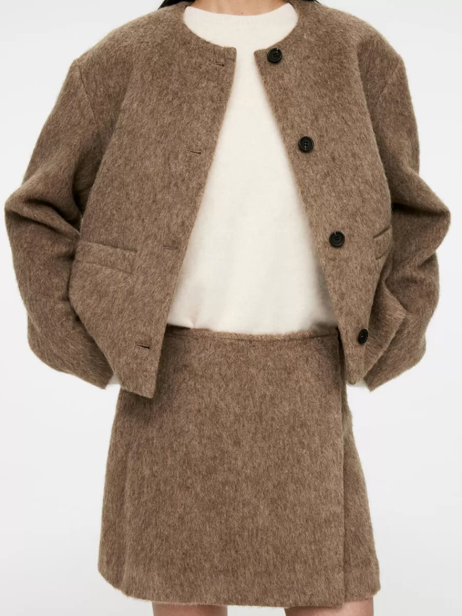 Jupes-ARKET Mini-jupe en mélange de laine Marron clair