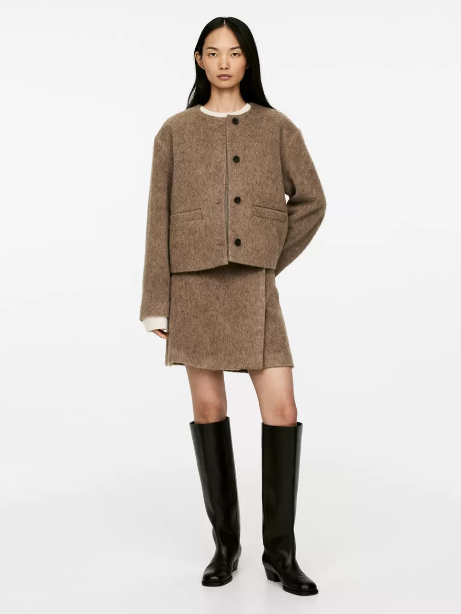Jupes-ARKET Mini-jupe en mélange de laine Marron clair