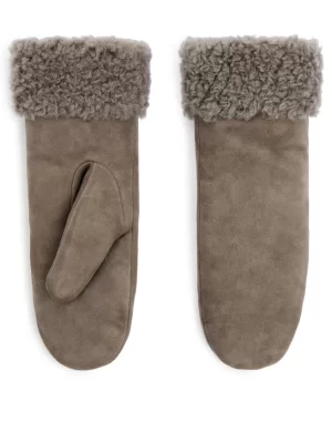 Bonnets Et Gants-ARKET Moufles en daim doublées Taupe