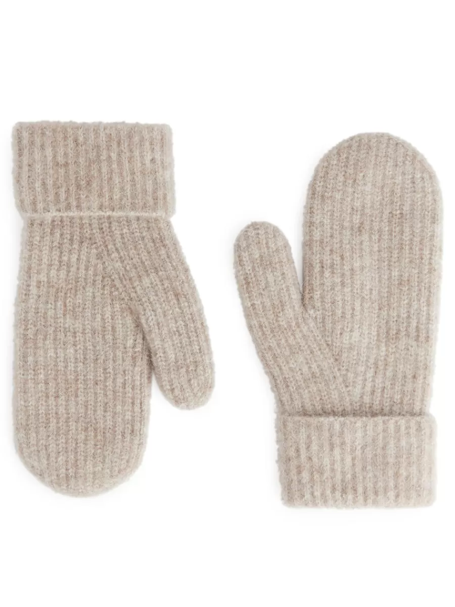 Bonnets Et Gants-ARKET Moufles en mélange de laine et d'alpaga Beige chiné