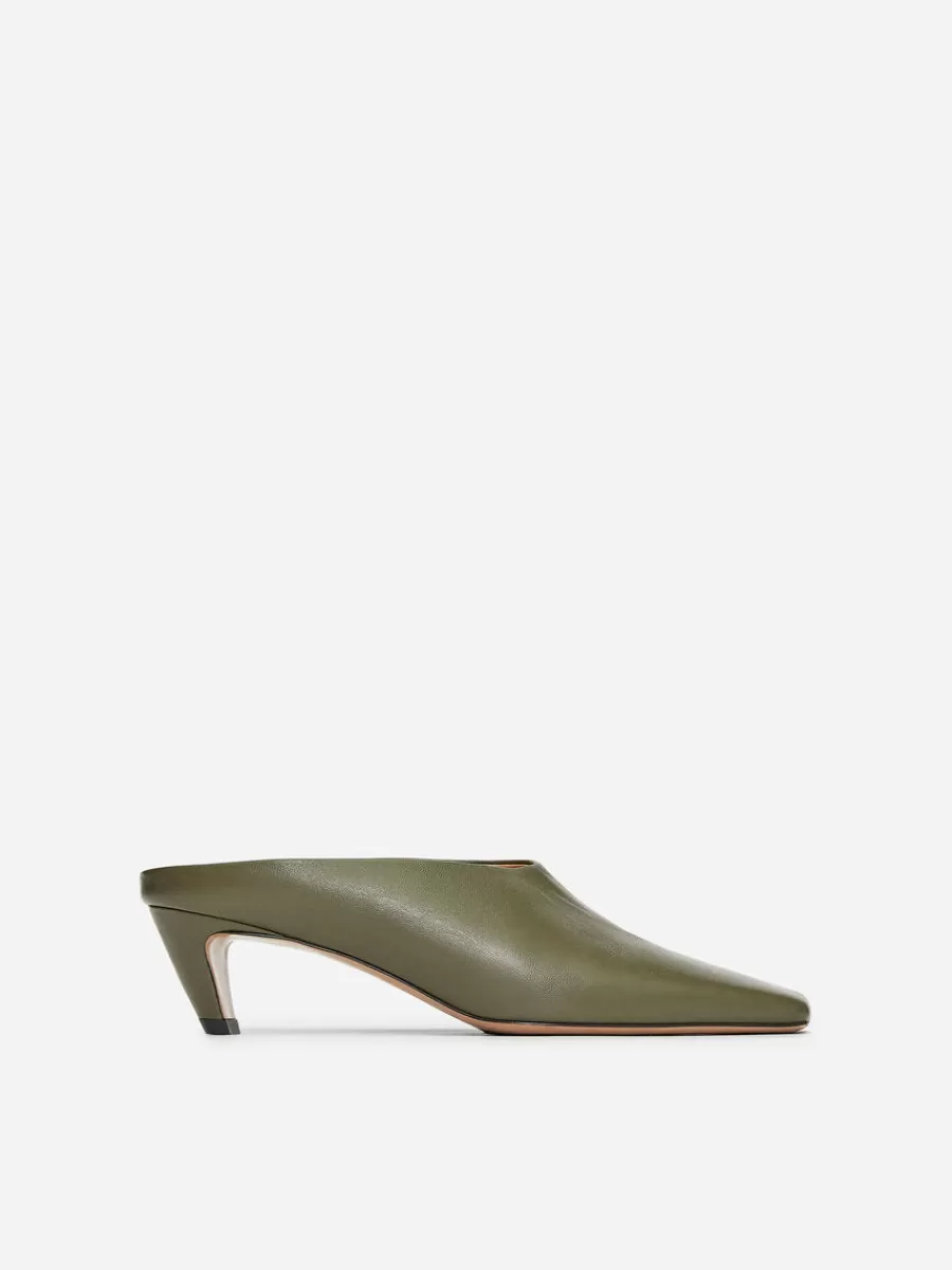 Toutes Les Chaussures-ARKET Mules en cuir à talons Vert kaki