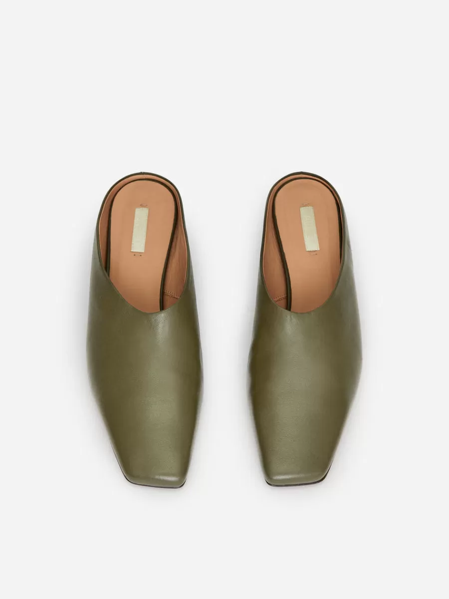 Toutes Les Chaussures-ARKET Mules en cuir à talons Vert kaki