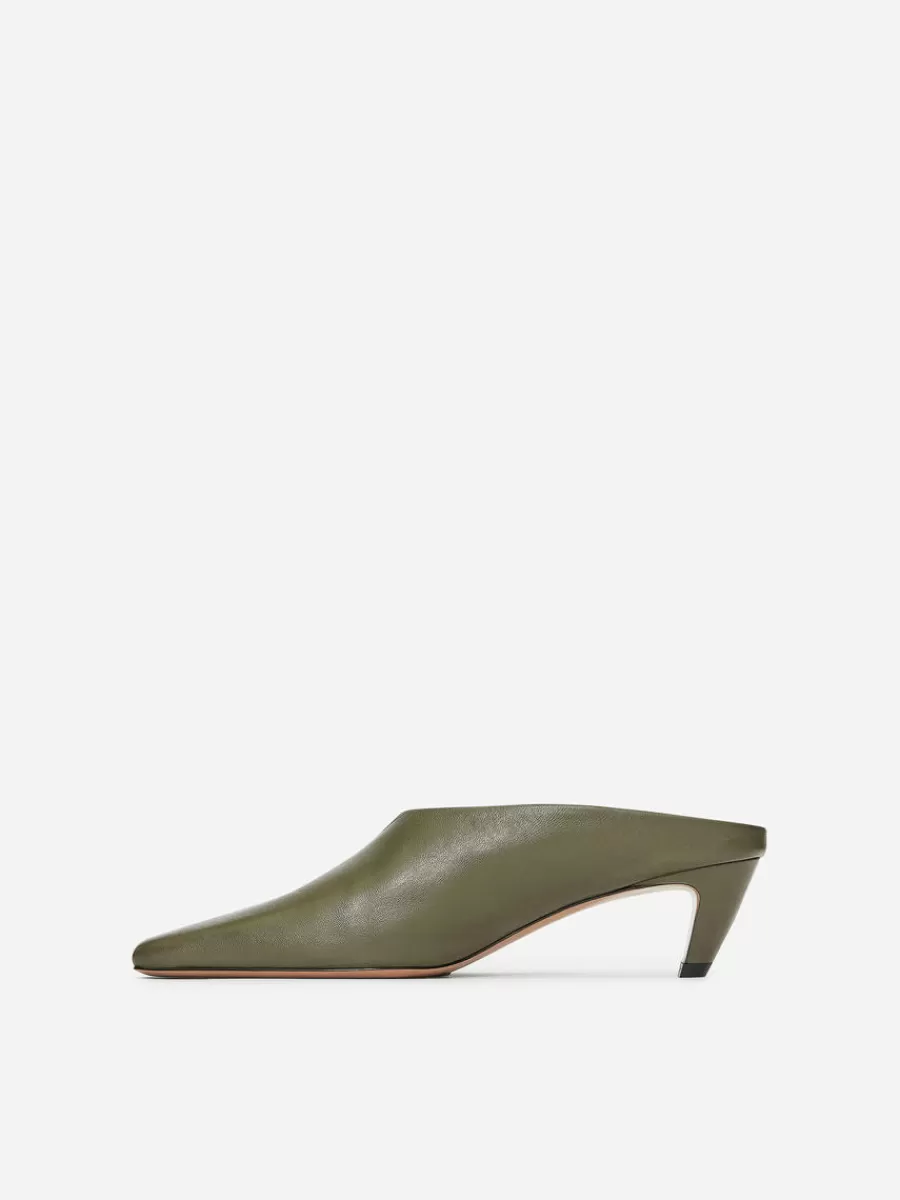 Toutes Les Chaussures-ARKET Mules en cuir à talons Vert kaki