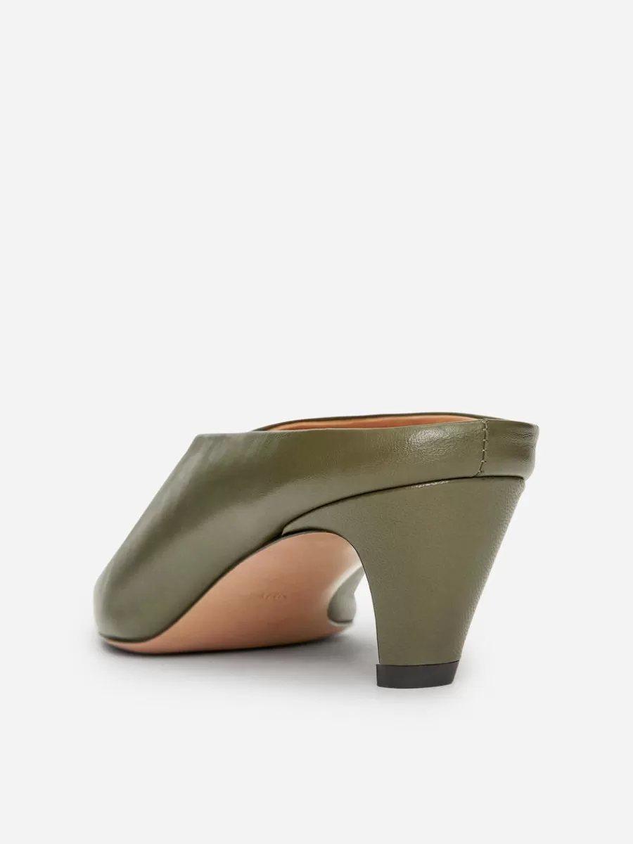 Toutes Les Chaussures-ARKET Mules en cuir à talons Vert kaki