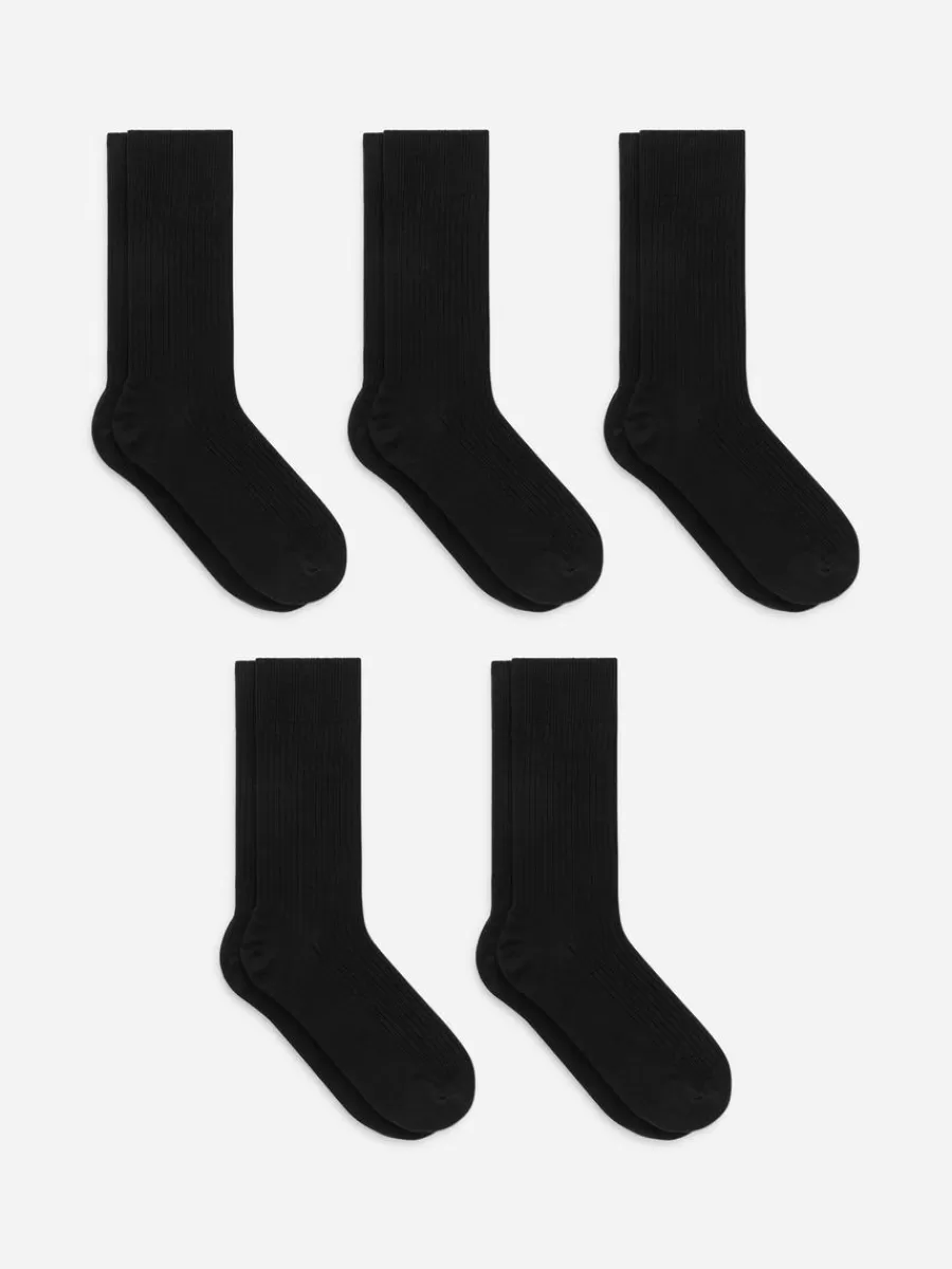 Chaussettes-ARKET 5 paires de chaussettes en coton côtelé Supima Black