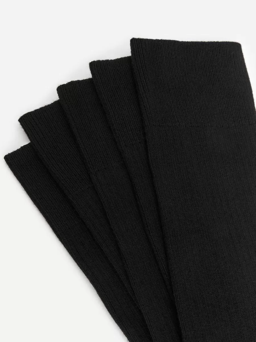Chaussettes-ARKET 5 paires de chaussettes en coton côtelé Supima Black