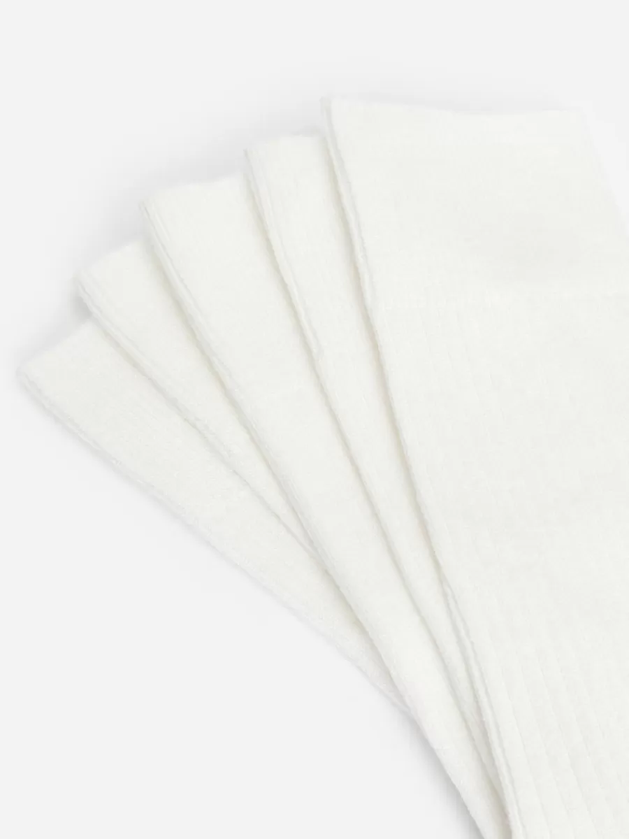 Chaussettes-ARKET 5 paires de chaussettes en coton côtelé Supima Blanc
