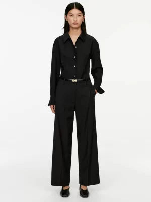 Pantalons-ARKET Pantalon à plis pressés Noir