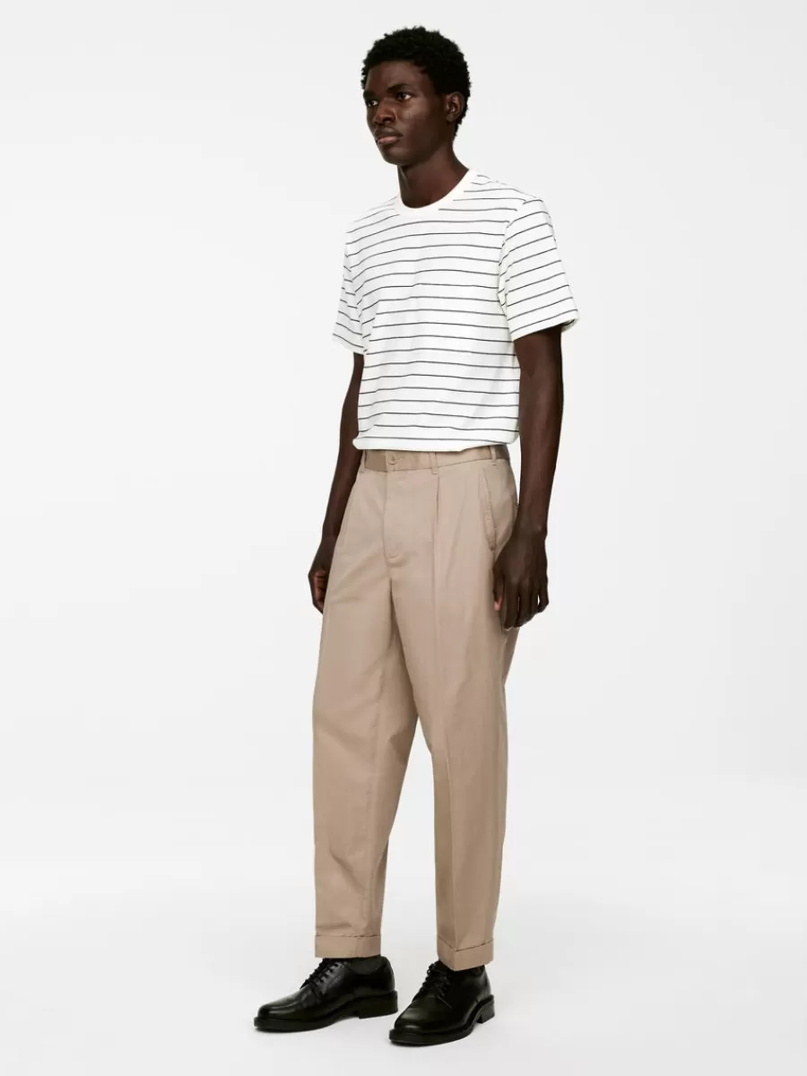 Pantalons-ARKET Pantalon à revers en coton Beige