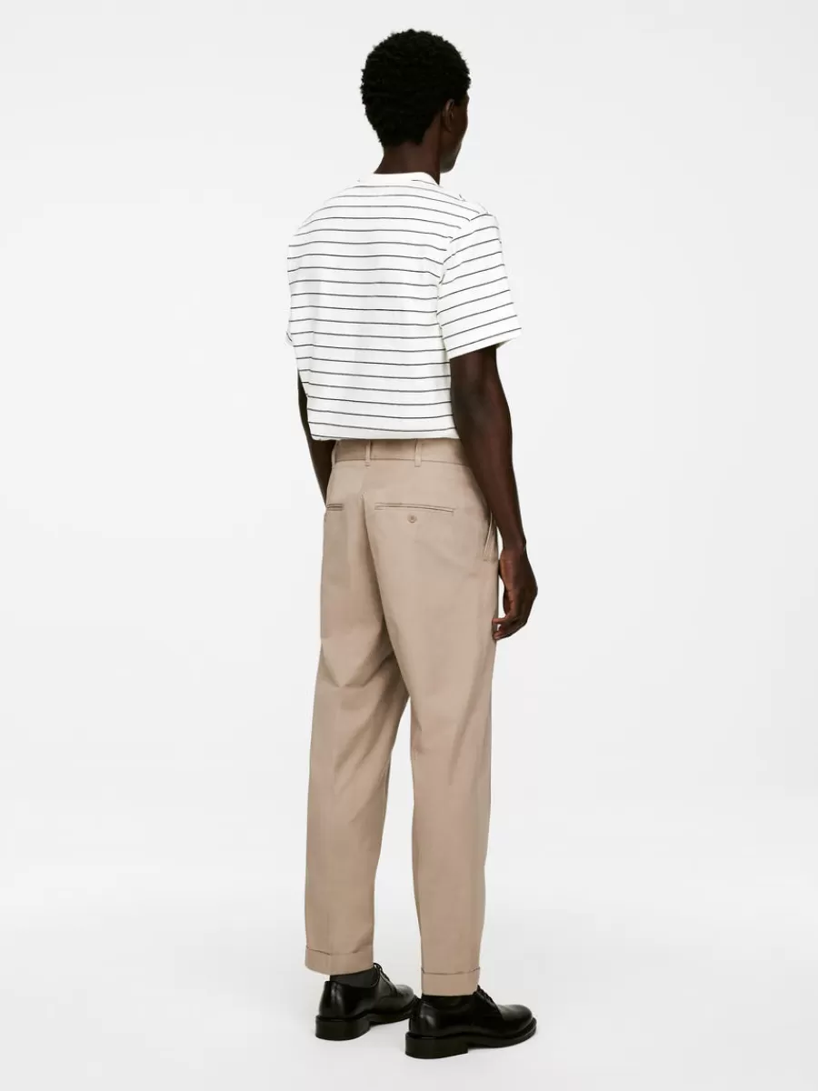 Pantalons-ARKET Pantalon à revers en coton Beige